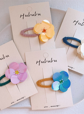 新款韩系儿童亮片花朵发夹甜美女童侧边刘海夹子宝宝碎发BB夹发卡