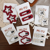 新款 皮质红色波点甜美百搭星星刘海bb夹女孩侧边碎发卡子发饰头饰