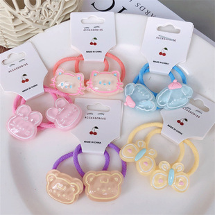 韩版儿童甜美卡通小发绳 女童对装蝴蝶小熊皮筋头绳发饰品
