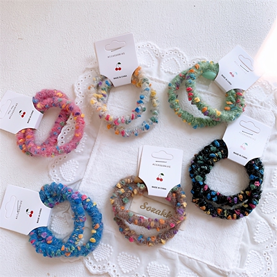 秋冬新款彩色毛绒发圈甜美女孩扎马尾橡皮筋头绳不伤发丸子头发绳