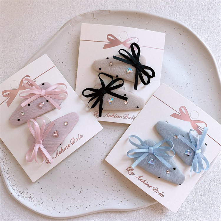 新款儿童亮钻蝴蝶结发夹甜美女童刘海夹侧边碎发BB夹宝宝发卡头饰