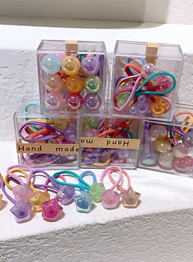 儿童果冻色不伤发头绳小女孩卡通扎头发橡皮筋发绳公主马尾辫发圈