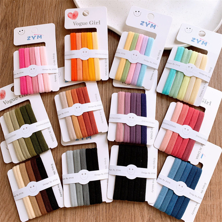 5条装韩版儿童无缝发圈女孩基础扎头发皮筋发绳高弹力不伤发头绳