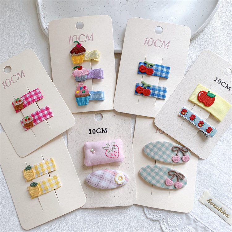 新款儿童刺绣水果格纹发夹甜美女童侧边刘海夹子宝宝碎发BB夹发卡,童装/婴儿装/亲子装,发饰,淘宝优惠券,粉丝福利购,淘宝优惠卷