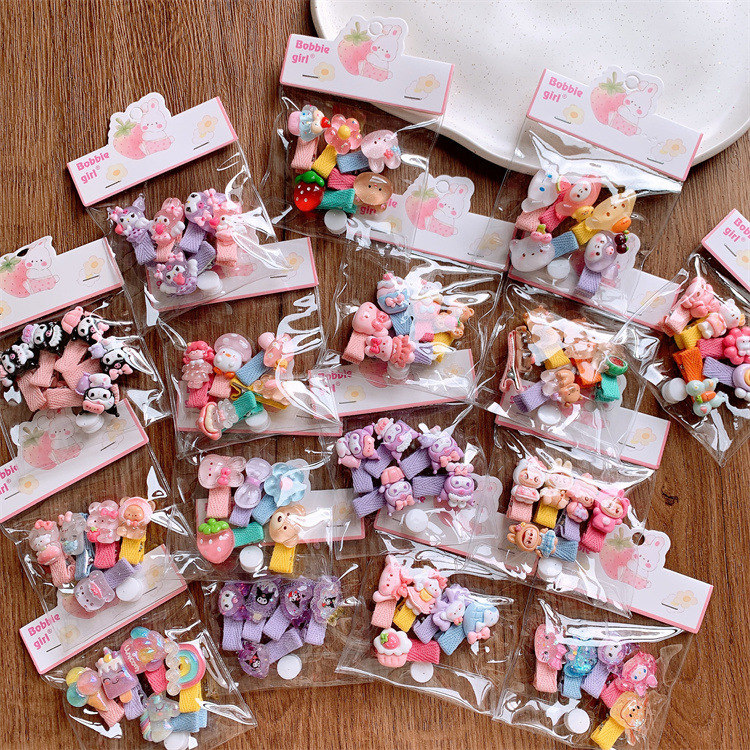 儿童可爱卡通动物造型发夹女童侧边刘海夹宝宝碎发全包布发卡头饰