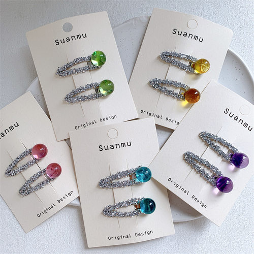 儿童透明圆球发夹闪钻碎发BB夹女孩侧边刘海夹宝宝公主发卡一字夹