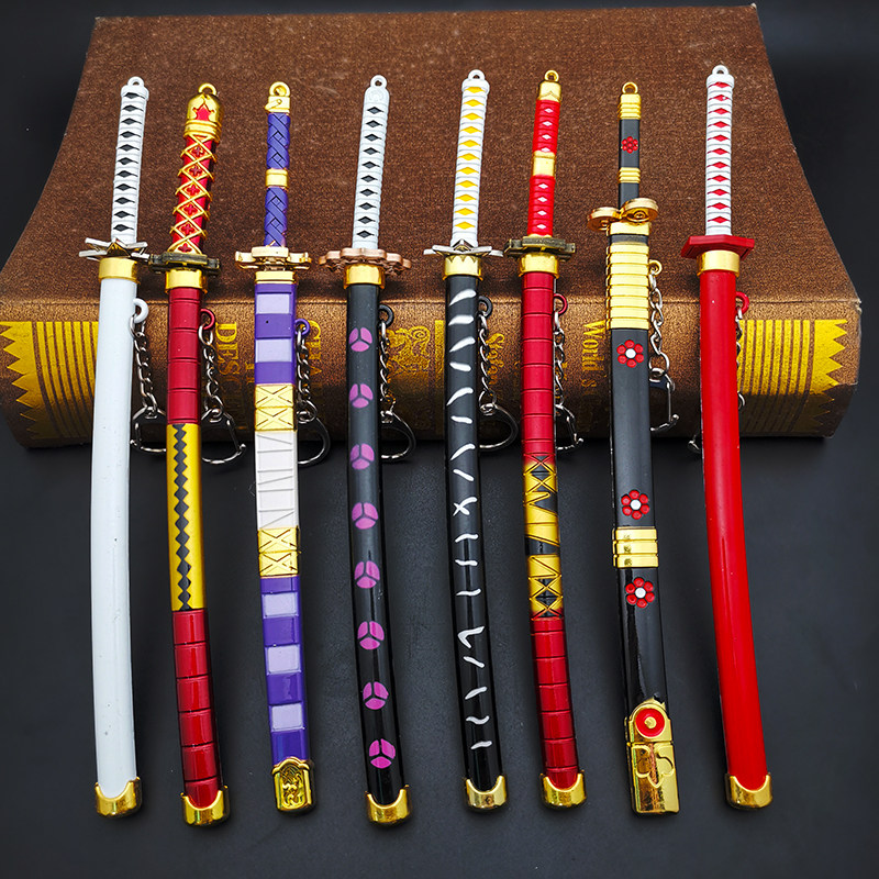 海贼王周边雪走三代鬼彻梅花秋水索隆刀钥匙扣和道金属挂件22cm