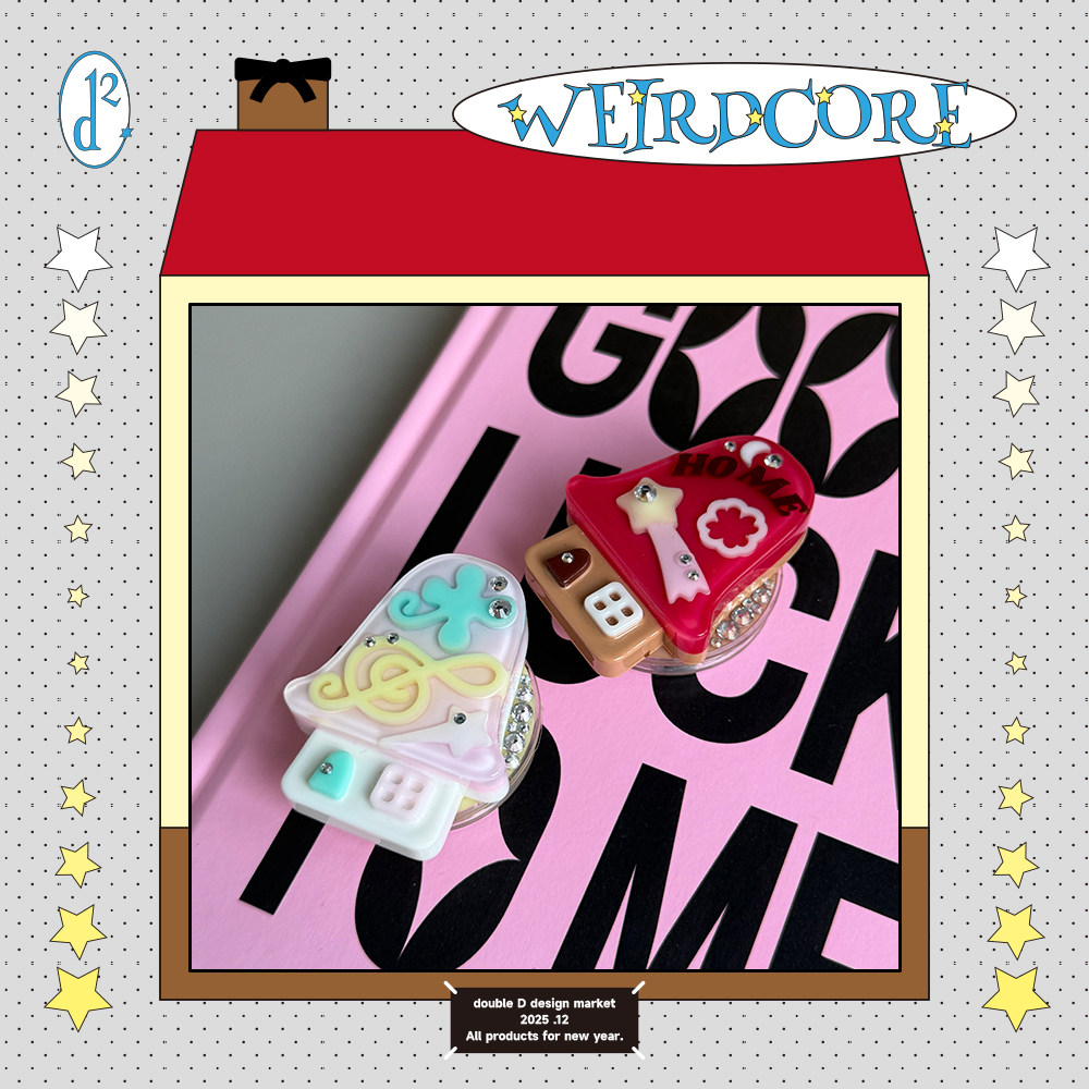 doubleD手工滴胶可爱蘑菇小屋昭和风音符流星手机支架磁吸支架