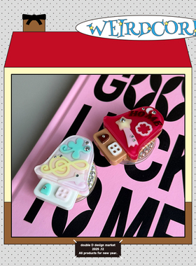 doubleD手工滴胶可爱蘑菇小屋昭和风音符流星手机支架磁吸支架