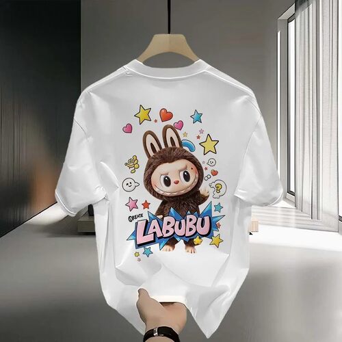 品牌外贸~剪标奥特莱斯专柜夏季潮牌LABUBU纯棉短袖t恤男女上衣服