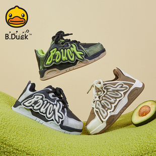 B.Duck小黄鸭男童加绒板鞋装饰鞋带男中大童休闲鞋韩版潮棉鞋运动