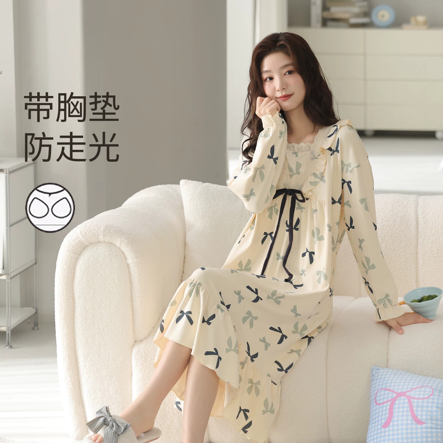 女童睡裙春秋A类纯棉长袖女孩公家居裙/睡裙