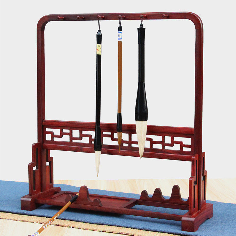 实木质酸枝木大号毛笔架笔挂红木新中式创意毛笔架子文房书法用品