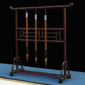 红木毛笔架实木毛笔架子笔挂红酸枝明式 笔架笔挂文房四宝书法用品