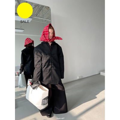 Rockrio/Rarelicold  混纺羊毛廓形蛋糕西装黑色大西服