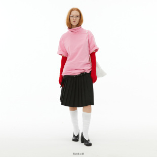 T恤 粉色堆堆领短袖 Rockrio Rarelicold