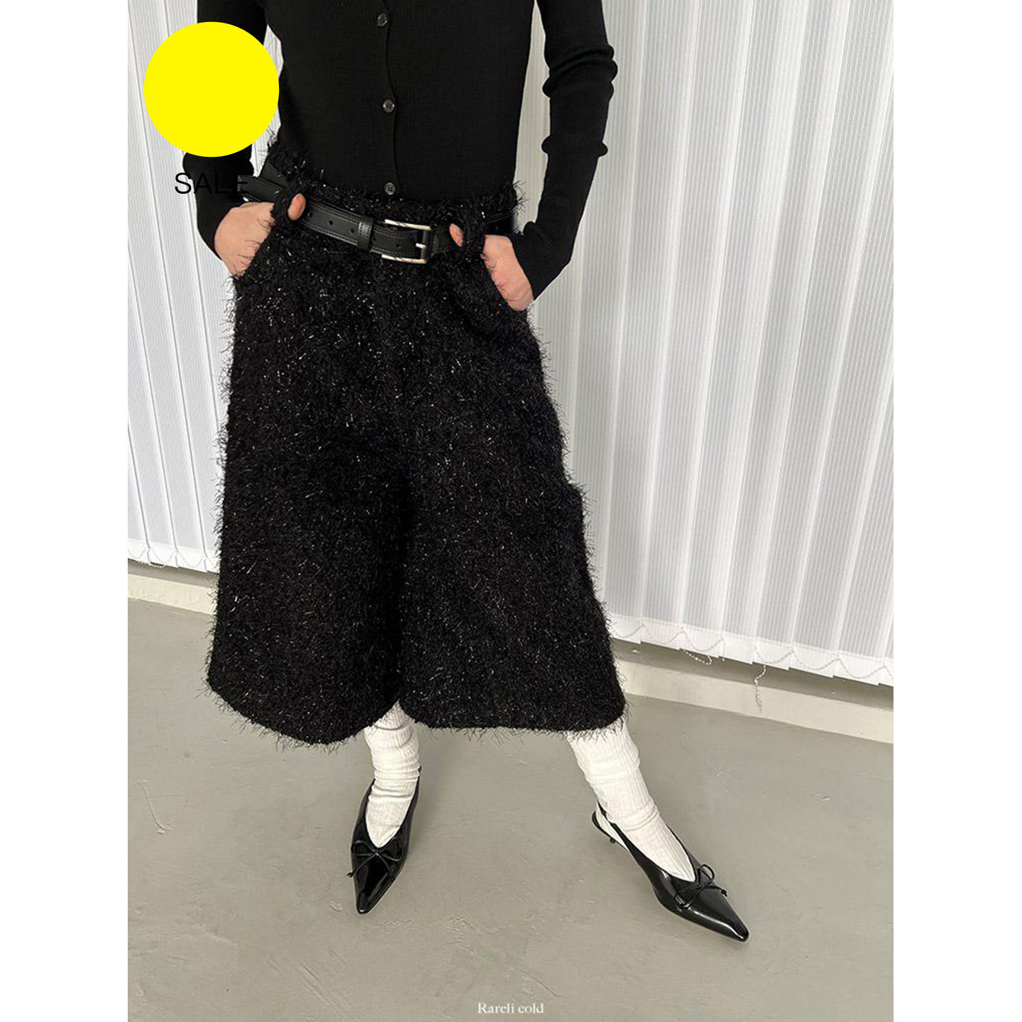 Rockrio Rarelicold 银丝毛呢阔腿七分裤