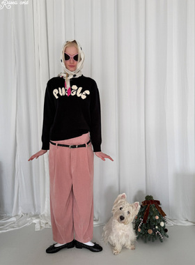 Rockrio Rarelicold 雪尼尔双腰假两件休闲裤 粉色