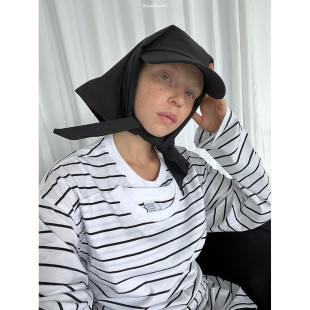 黑色 系带帽子 Rockrio Rarelicold