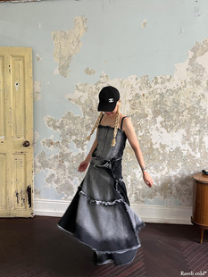 吊带连衣裙 解构水洗牛仔长款 Rockrio Rarelicold