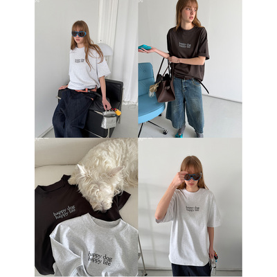 Rockrio Rarelicold 趣味字母印花休闲圆领宽松短袖t恤