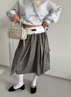 Rockrio Rarelicold 大格纹松紧半身裙