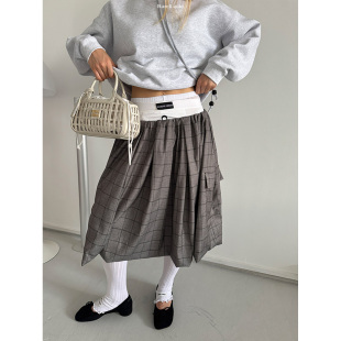 Rockrio 大格纹松紧半身裙 Rarelicold