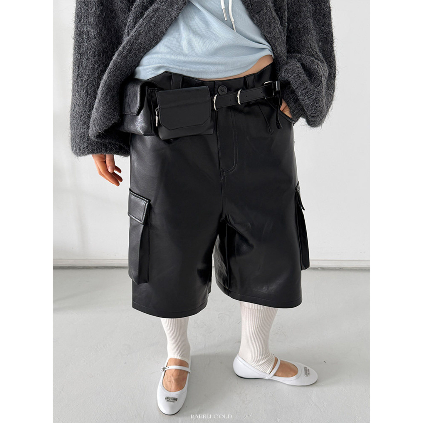 Rockrio Rarelicold 大口袋五分皮裤PU中裤,女装/女士精品,皮裤,淘宝优惠券,粉丝福利购,淘宝优惠卷