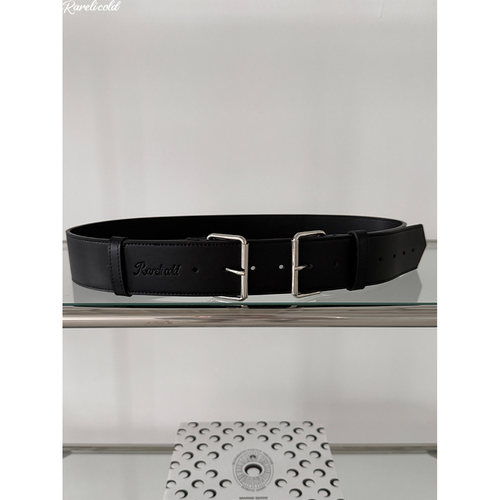 Rockrio Rarelicold 双头压纹logo黑色宽版腰带装饰皮带