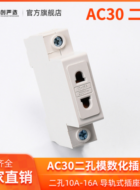 2孔模数化插座AC30-103 二孔10A-16A 配电箱 C45导轨式电源插座