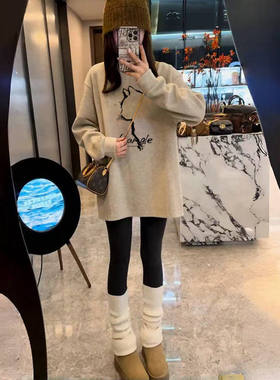 中长款德绒打底衫女设计感遮屁股T恤宽松卫衣内搭配鲨鱼裤的上衣