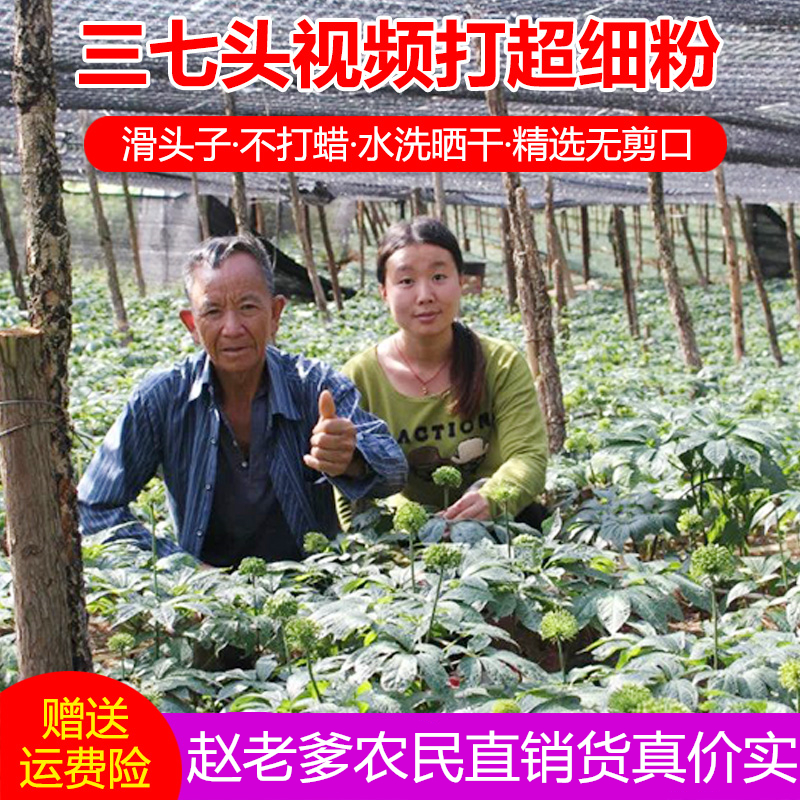 文山三七20头30头4060头滑头子春田七高山种云南农家正品打超细粉