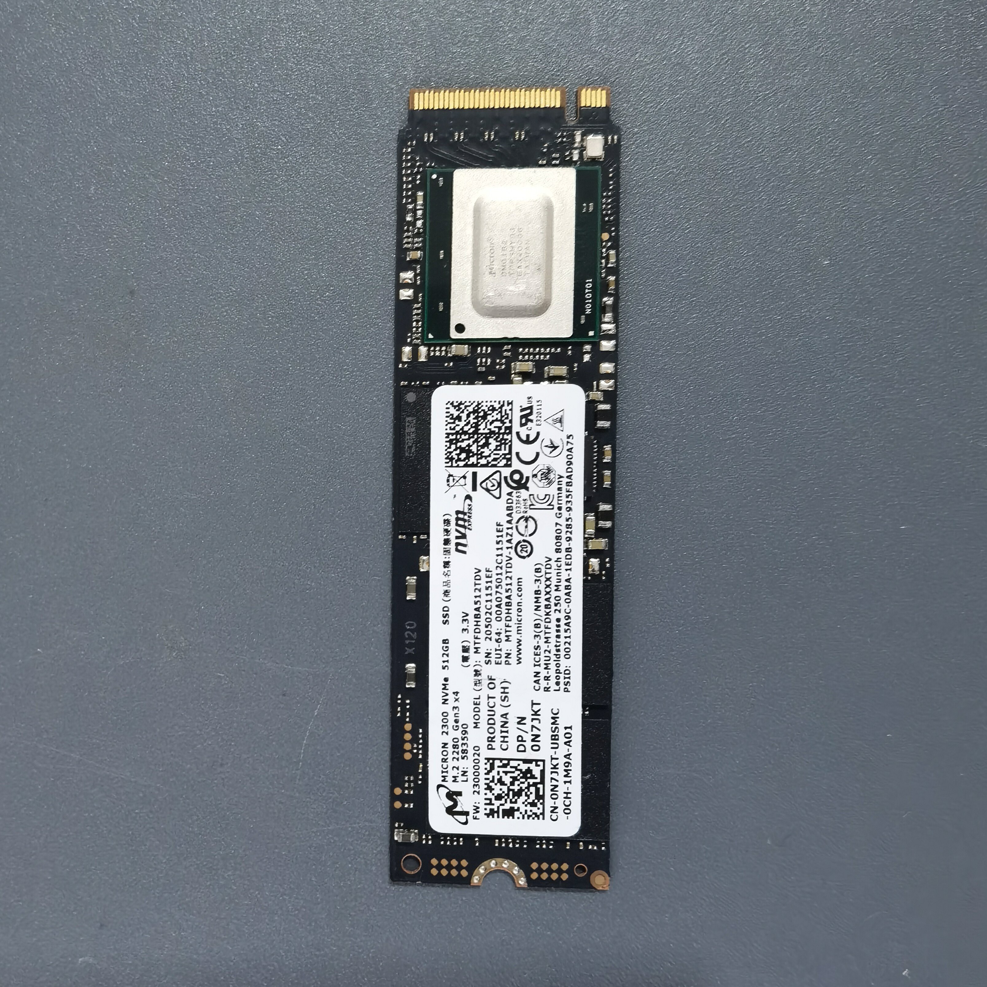 镁光2300 512G M.2 NVME固态硬盘PCIe3.0*4 2280原装拆机无清数据