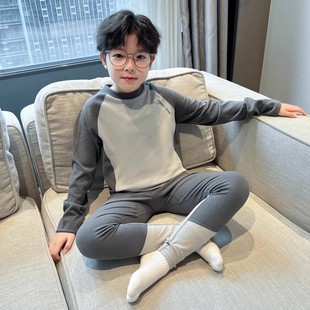 男童秋衣秋裤套装2025新款德绒无痕儿童装保暖内衣男孩睡衣家居服