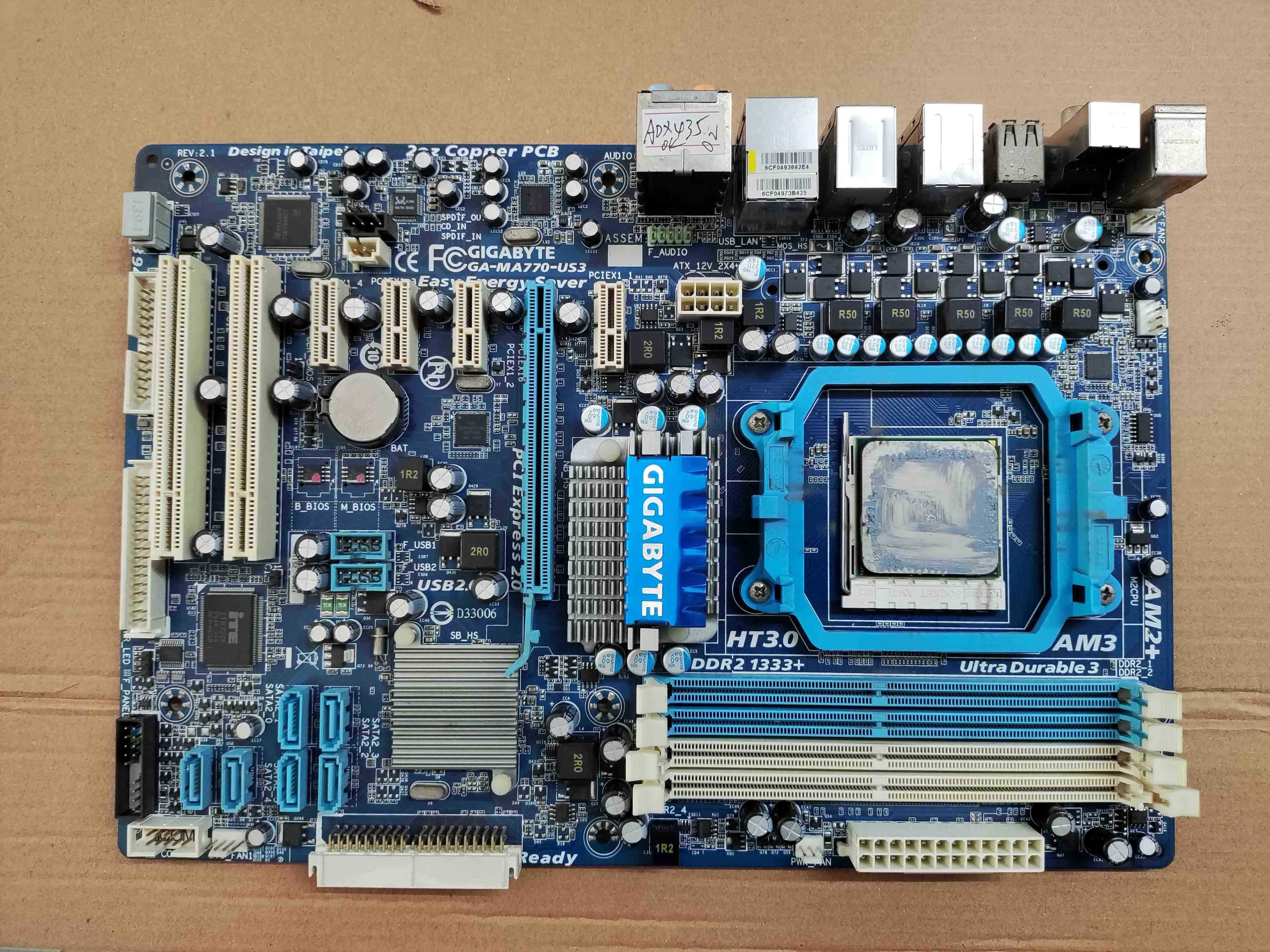 GA-MA770-US3主板 D2 AM2集成声网 PCI-E 带档板 送ADX435 CPU