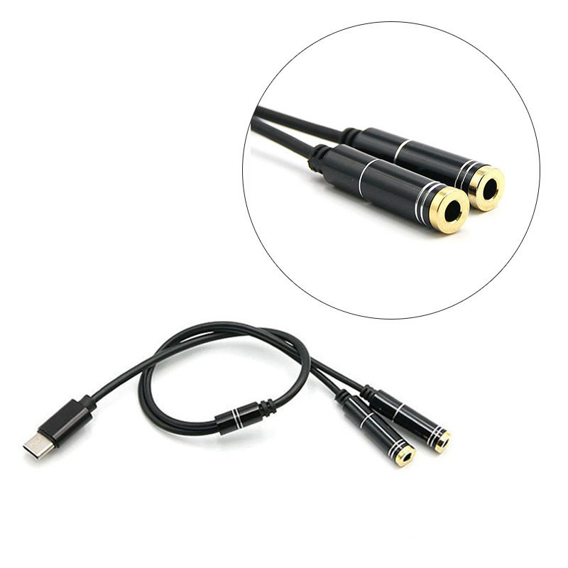 适用于手机Type-C转3.5母音频线 情侣分享耳机一分二分线器
