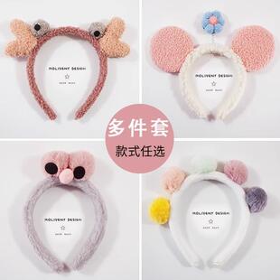 毛绒洗脸发箍女款2025新款发卡儿童女秋冬头箍可爱卡通宝宝头饰