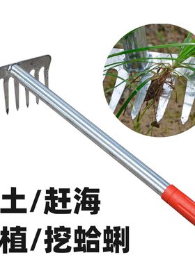 赶海工具挖螺耙子农用不锈钢钉耙