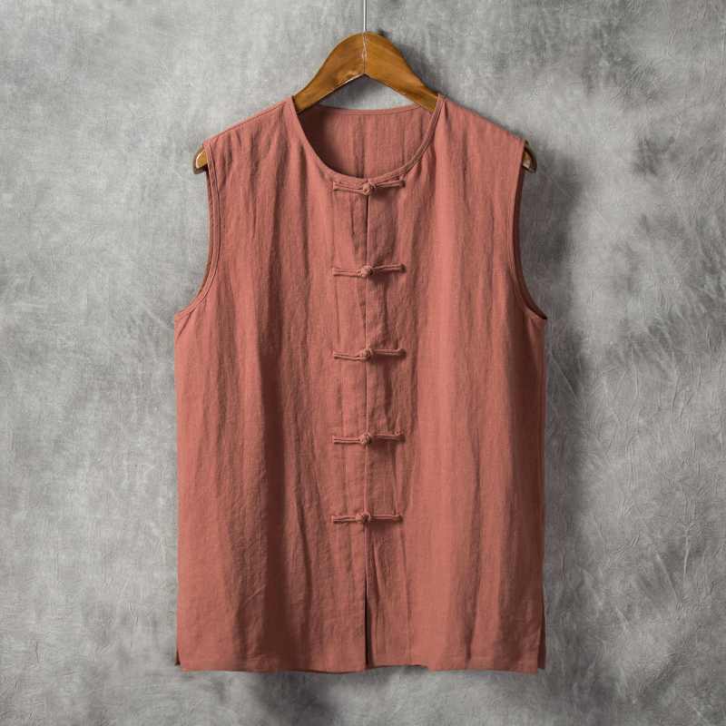 由天夏季男装棉麻马甲