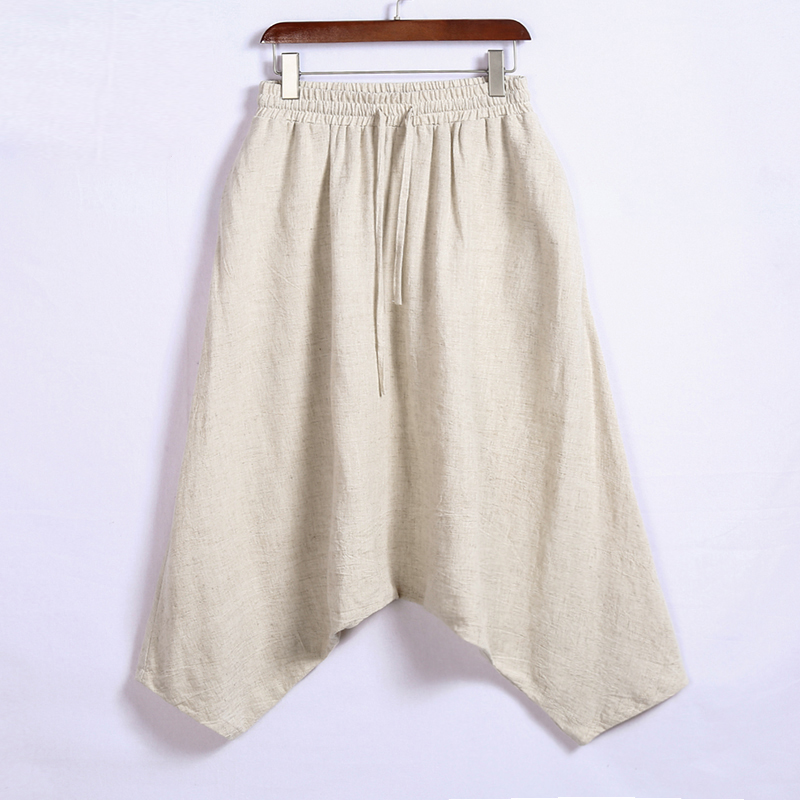 中国风男士九分裤亚麻哈伦裤