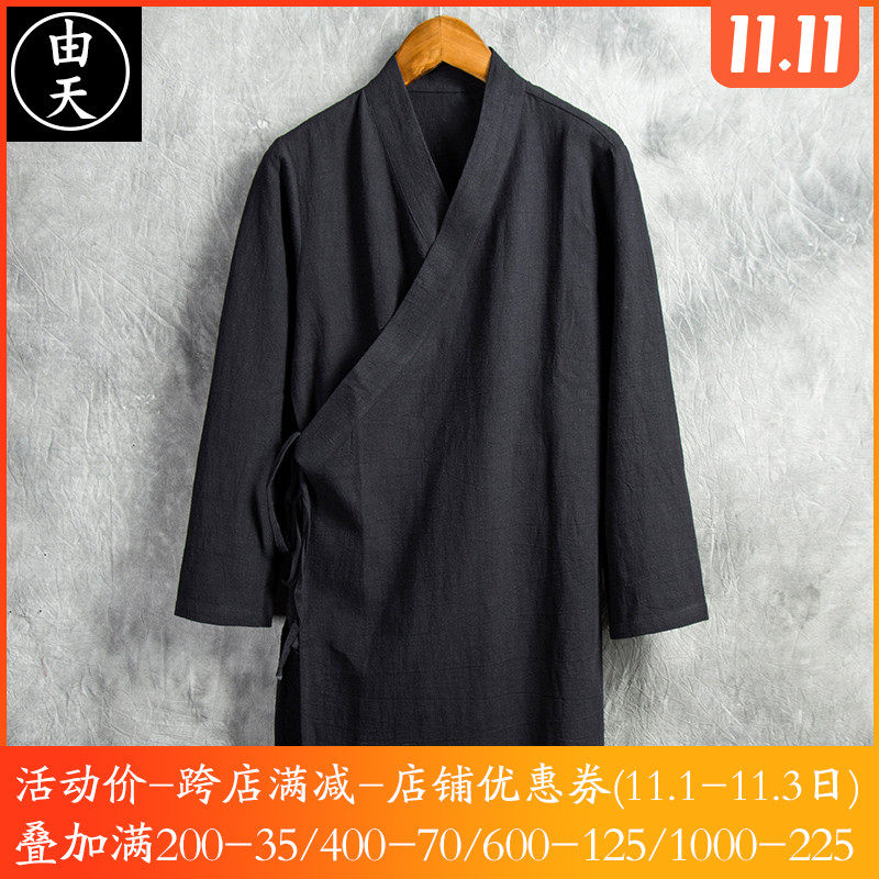 Chinese style Cotton and hemp Tang costume Hanfu men's wear Improvement Vintage Style Buddhist clothes man Flax Chinese style clothing Robesin the Men's clothing, National costume  category - from Buy2taobao.com to provide professional Taobao agent buy service