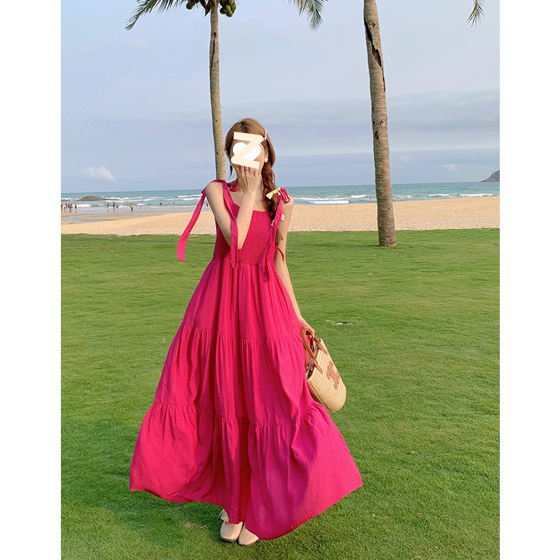胖mm辣妹性感度假风大码吊带长裙子新款甜美抹胸型小清新连衣裙