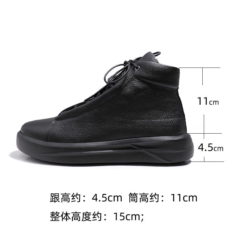AUTUMN AND WINTER NEW VINTAGE LEATHER BOOTS MENS BRITISH PLATFORM CASUAL HIGH-TOP SHOES COWHIDE MARTIN BOOTS AND FLEECE MENS BOOTS COTTON