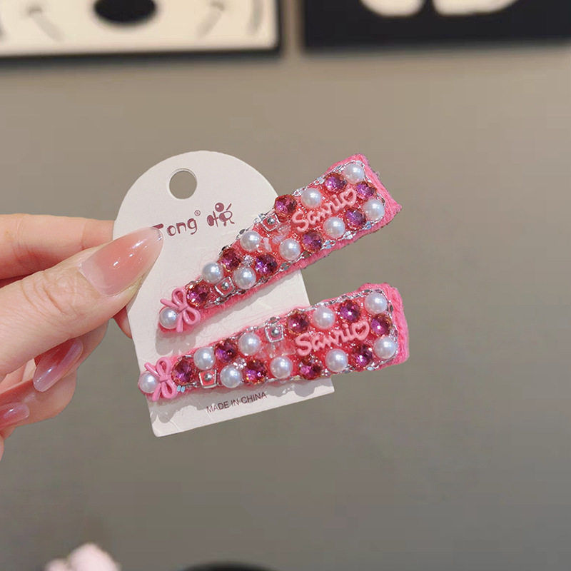 韩系高端水钻珍珠字母BB夹侧边发夹高级感轻奢精致发卡刘海碎发夹