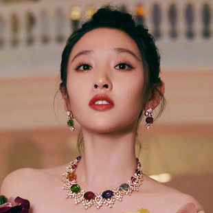 唐艺昕同款鸽血红碧玺红宝石耳环复古百搭女式戴出高级感