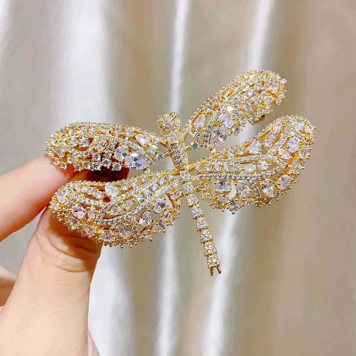 璨若星河满锆高奢蜻蜓宝石胸针宫廷风设计师款男女西装胸花别针