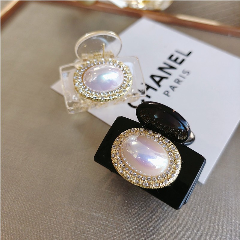 后脑勺发夹抓夹中小号日韩精致优雅珍珠顶夹发卡镶钻夹子头饰发抓