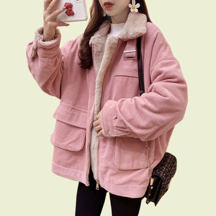 冬季大码灯芯绒棉袄外套女潮ins加绒加厚羊羔毛保暖工装棉衣服,女装/女士精品,棉衣/棉服,淘宝优惠券,粉丝福利购,淘宝优惠卷