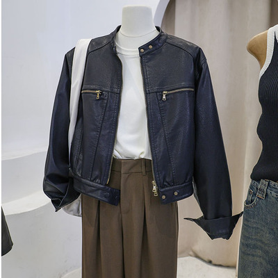 美式复古机车风黑色皮衣短外套女2026秋季新款小个子PU皮夹克上衣