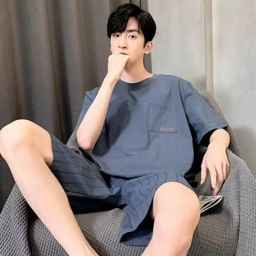 新款睡衣男士夏季短袖夏天薄款纯棉可外穿休闲宽松全棉家居服套装